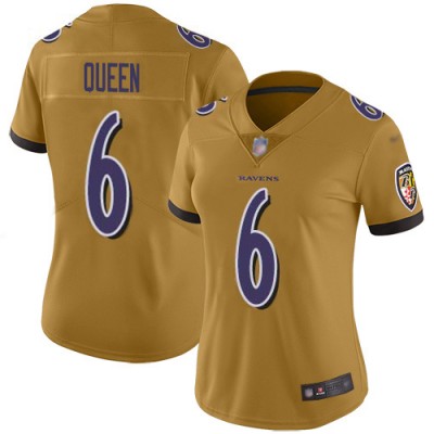 Nike Baltimore Ravens #6 Patrick Queen Gold Women's Stitched NFL Limited Inverted Legend Jersey